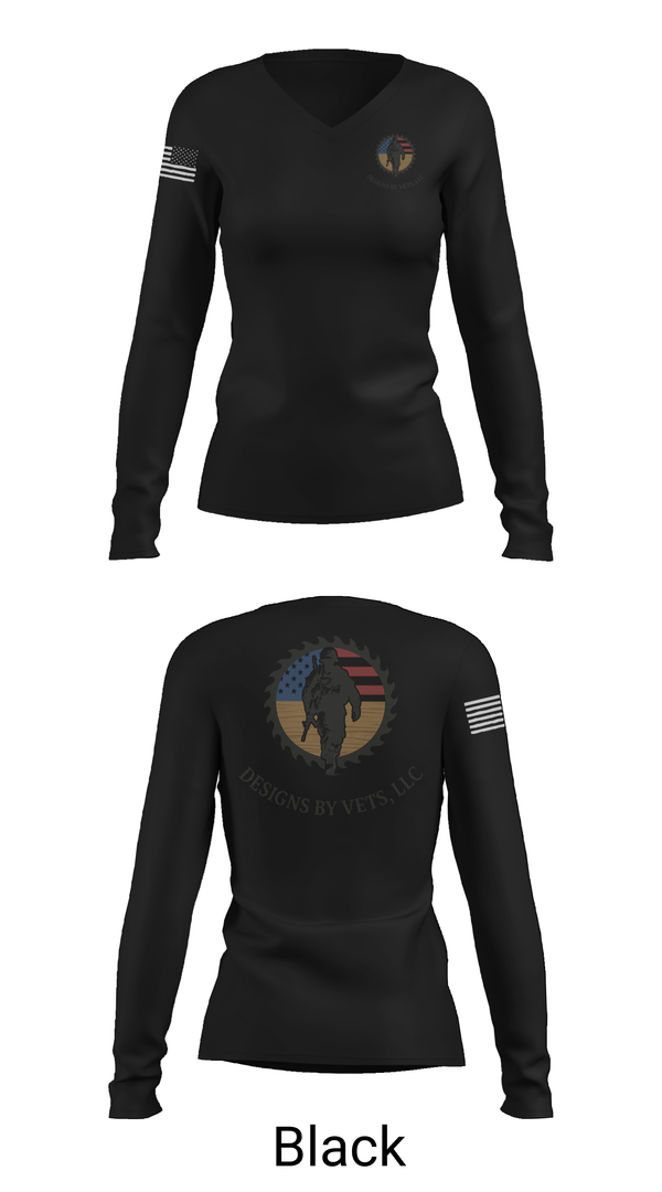 Womens Long Sleeve Vneck Shirt, Designs By Vets, , Teamtime, Team time, sublimation, custom sports apparel, team uniforms, spirit wear, spiritwear, sports uniforms, custom shirts, team store, custom team store, fundraiser sports, apparel fundraiser