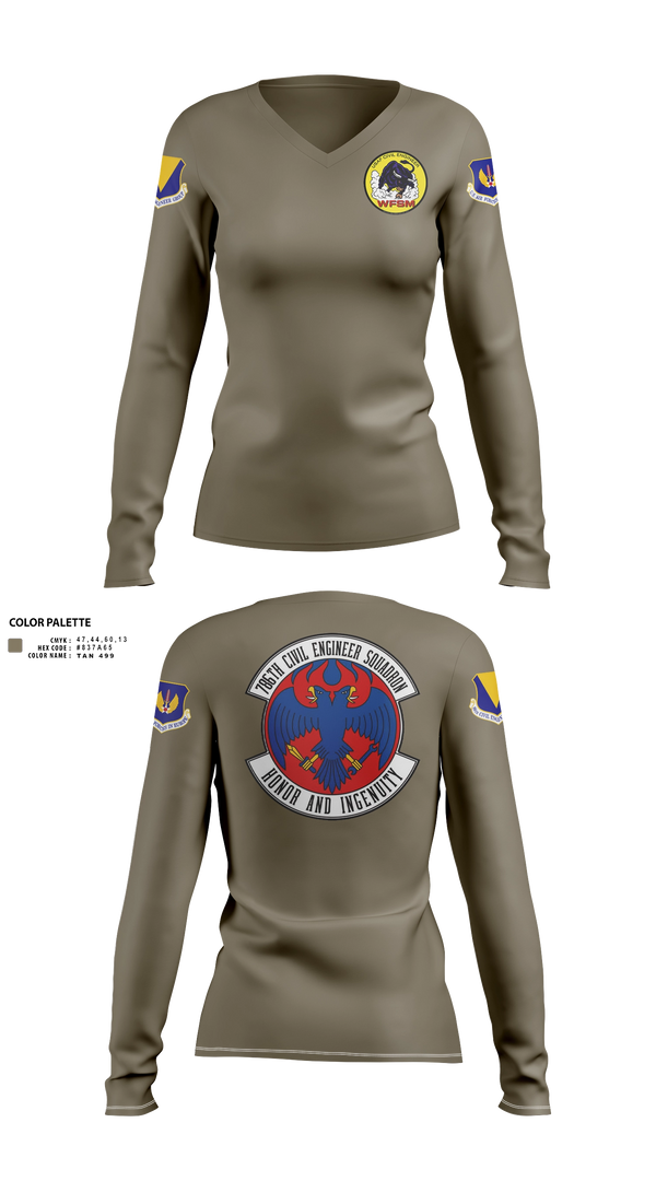 Womens Long Sleeve Vneck Shirt, 786th CES, Air Force, Teamtime, Team time, sublimation, custom sports apparel, team uniforms, spirit wear, spiritwear, sports uniforms, custom shirts, team store, custom team store, fundraiser sports, apparel fundraiser