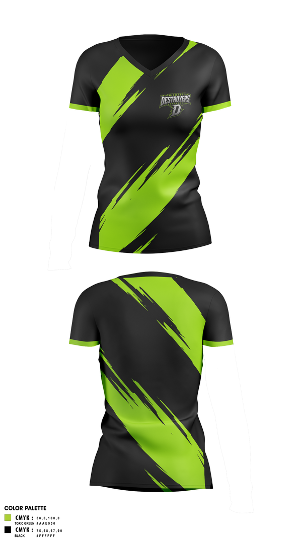 Womens Short Sleeve Vneck Shirt, Midwest Destroyers, Softball, Teamtime, Team time, sublimation, custom sports apparel, team uniforms, spirit wear, spiritwear, sports uniforms, custom shirts, team store, custom team store, fundraiser sports, apparel fundraiser