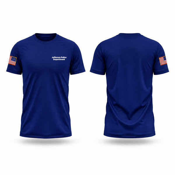 Old School Cotton Feel Shirt, Jefferson Police Department, Police, Teamtime, Team time, sublimation, custom sports apparel, team uniforms, spirit wear, spiritwear, sports uniforms, custom shirts, team store, custom team store, fundraiser sports, apparel fundraiser