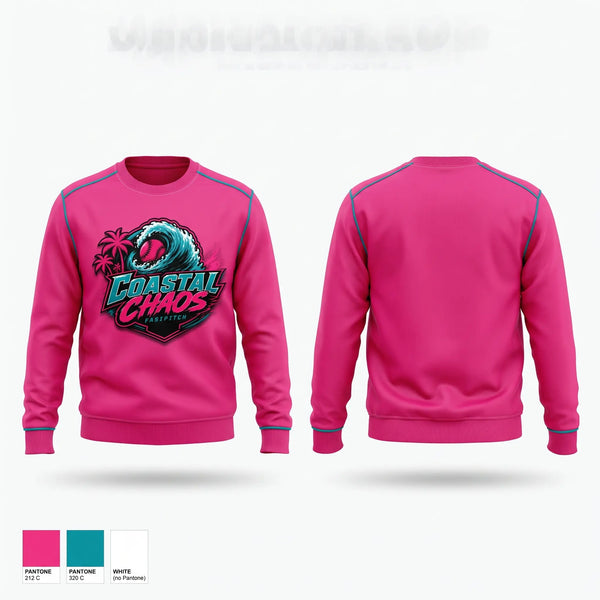 Crew Neck Sweatshirt, Coastal Chaos, Softball, Teamtime, Team time, sublimation, custom sports apparel, team uniforms, spirit wear, spiritwear, sports uniforms, custom shirts, team store, custom team store, fundraiser sports, apparel fundraiser