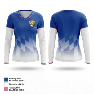 Womens Long Sleeve Vneck Shirt, Westminster United Thunder, Men's Soccer, Teamtime, Team time, sublimation, custom sports apparel, team uniforms, spirit wear, spiritwear, sports uniforms, custom shirts, team store, custom team store, fundraiser sports, apparel fundraiser