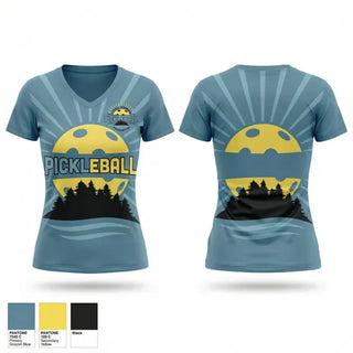 Womens Short Sleeve Vneck Shirt, Camano Stanwood Pickleball Association, , Teamtime, Team time, sublimation, custom sports apparel, team uniforms, spirit wear, spiritwear, sports uniforms, custom shirts, team store, custom team store, fundraiser sports, apparel fundraiser