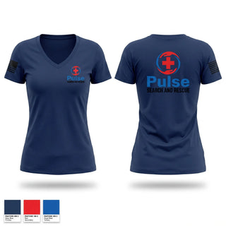 Womens Short Sleeve Vneck Shirt, Pulse Search and Rescue, EMS/EMT, Teamtime, Team time, sublimation, custom sports apparel, team uniforms, spirit wear, spiritwear, sports uniforms, custom shirts, team store, custom team store, fundraiser sports, apparel fundraiser