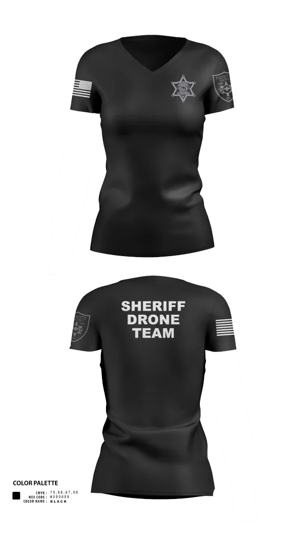 Womens Short Sleeve Vneck Shirt, Fayette County Sheriff WV, Police, Teamtime, Team time, sublimation, custom sports apparel, team uniforms, spirit wear, spiritwear, sports uniforms, custom shirts, team store, custom team store, fundraiser sports, apparel fundraiser