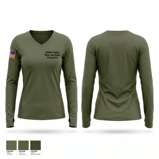 Womens Long Sleeve Vneck Shirt, Dekalb County Drugs and Major Crimes Unit, Police, Teamtime, Team time, sublimation, custom sports apparel, team uniforms, spirit wear, spiritwear, sports uniforms, custom shirts, team store, custom team store, fundraiser sports, apparel fundraiser