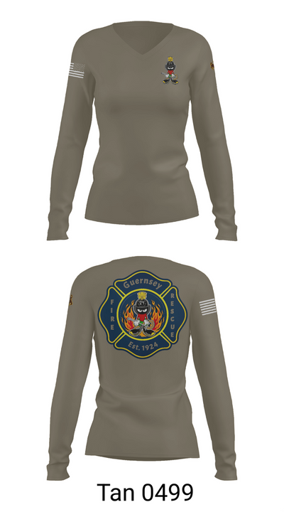 Guernsey Fire & Rescue 73903813 Women's Long Sleeve V-neck Shirt - 77