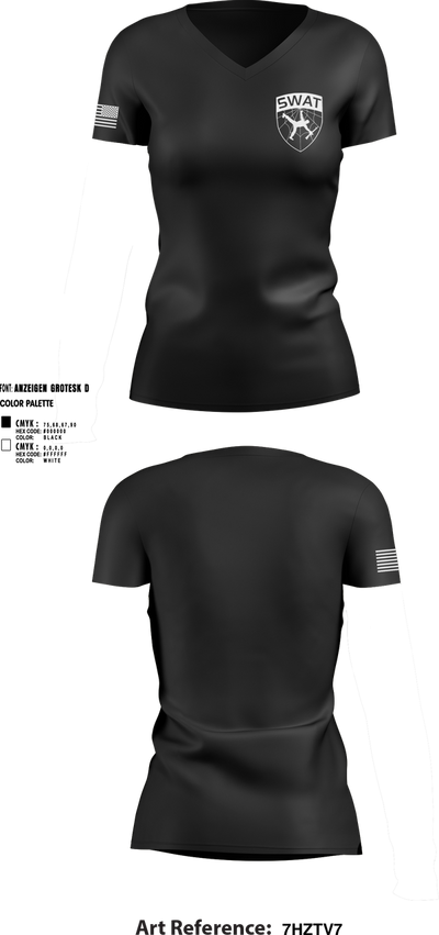 SWAT 94821555 Women's Short Sleeve V-neck Shirt - 1 (1)