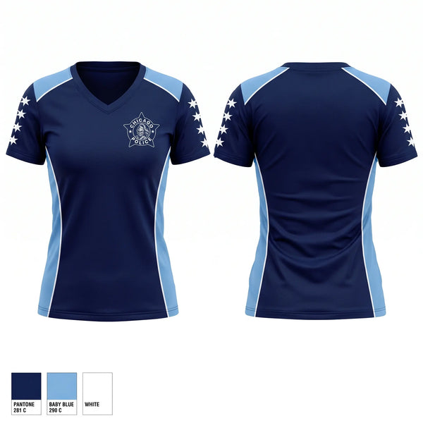 Womens Short Sleeve Vneck Shirt, Chicago Police Lady Knights, Softball, Teamtime, Team time, sublimation, custom sports apparel, team uniforms, spirit wear, spiritwear, sports uniforms, custom shirts, team store, custom team store, fundraiser sports, apparel fundraiser