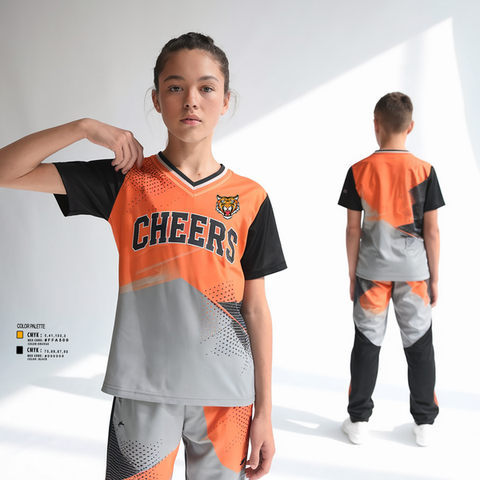 Womens Short Sleeve Vneck Shirt, Muskegon Heights Cheer, Cheer, Teamtime, Team time, sublimation, custom sports apparel, team uniforms, spirit wear, spiritwear, sports uniforms, custom shirts, team store, custom team store, fundraiser sports, apparel fundraiser