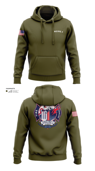 Hoodie, Engine 1, Fire Department, Teamtime, Team time, sublimation, custom sports apparel, team uniforms, spirit wear, spiritwear, sports uniforms, custom shirts, team store, custom team store, fundraiser sports, apparel fundraiser