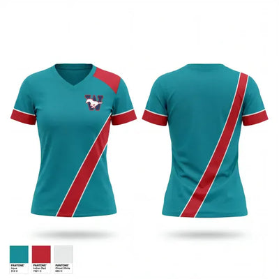Tulare Mustangs 90109227 Women's Short Sleeve V-neck Shirt - 1