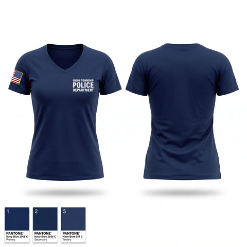 Womens Short Sleeve Vneck Shirt, Union Township Police Department, Police, Teamtime, Team time, sublimation, custom sports apparel, team uniforms, spirit wear, spiritwear, sports uniforms, custom shirts, team store, custom team store, fundraiser sports, apparel fundraiser