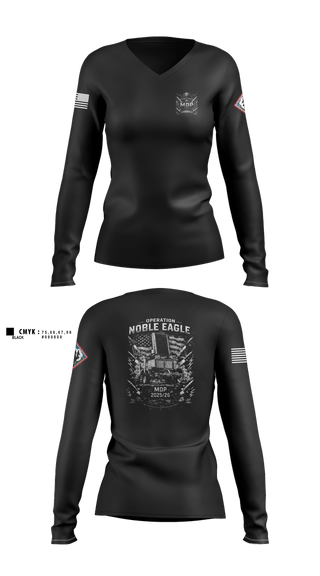 Womens Long Sleeve Vneck Shirt, 204th MDP, Army, Teamtime, Team time, sublimation, custom sports apparel, team uniforms, spirit wear, spiritwear, sports uniforms, custom shirts, team store, custom team store, fundraiser sports, apparel fundraiser