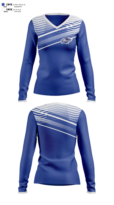 Jessieville Lions Golf 12160497 Women's Long Sleeve V-neck Shirt - 100
