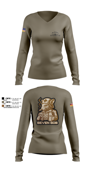 Womens Long Sleeve Vneck Shirt, 10 EAEF Bronze Crew, , Teamtime, Team time, sublimation, custom sports apparel, team uniforms, spirit wear, spiritwear, sports uniforms, custom shirts, team store, custom team store, fundraiser sports, apparel fundraiser