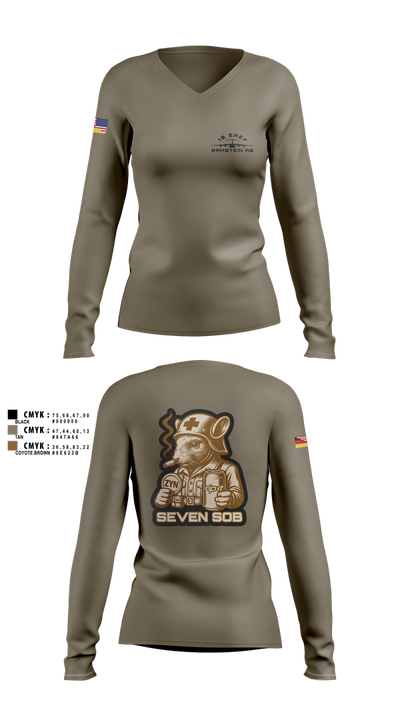 10 EAEF Bronze Crew 32641505 Women's Long Sleeve V-neck Shirt - 4