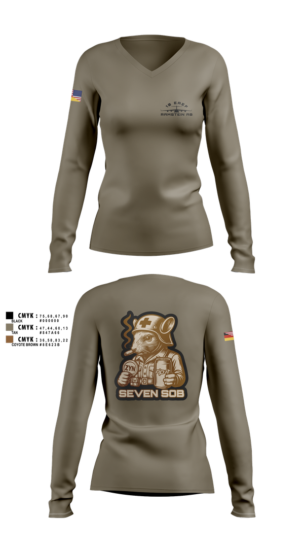 Womens Long Sleeve Vneck Shirt, 10 EAEF Bronze Crew, , Teamtime, Team time, sublimation, custom sports apparel, team uniforms, spirit wear, spiritwear, sports uniforms, custom shirts, team store, custom team store, fundraiser sports, apparel fundraiser