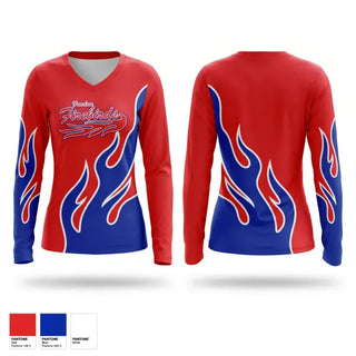 Womens Long Sleeve Vneck Shirt, Freedom Firebirds, Softball, Teamtime, Team time, sublimation, custom sports apparel, team uniforms, spirit wear, spiritwear, sports uniforms, custom shirts, team store, custom team store, fundraiser sports, apparel fundraiser