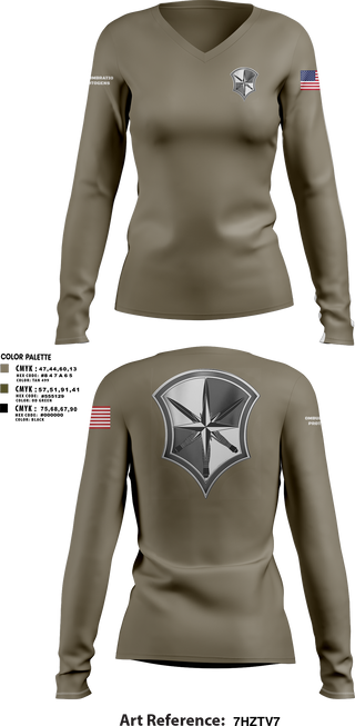 Womens Long Sleeve Vneck Shirt, AOSD, Army, Teamtime, Team time, sublimation, custom sports apparel, team uniforms, spirit wear, spiritwear, sports uniforms, custom shirts, team store, custom team store, fundraiser sports, apparel fundraiser