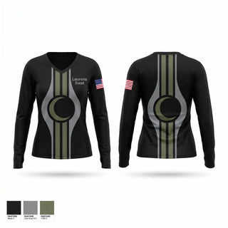 Womens Long Sleeve Vneck Shirt, Laurens Swat, Police, Teamtime, Team time, sublimation, custom sports apparel, team uniforms, spirit wear, spiritwear, sports uniforms, custom shirts, team store, custom team store, fundraiser sports, apparel fundraiser