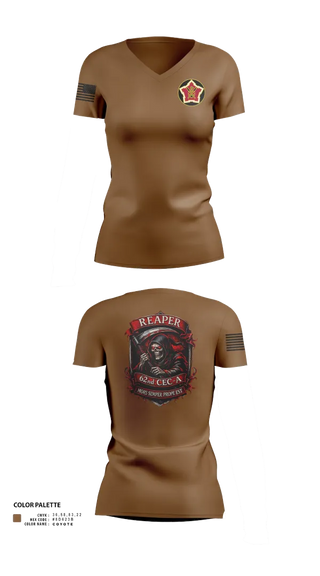 Womens Short Sleeve Vneck Shirt, 62ND CEC-A, Army, Teamtime, Team time, sublimation, custom sports apparel, team uniforms, spirit wear, spiritwear, sports uniforms, custom shirts, team store, custom team store, fundraiser sports, apparel fundraiser