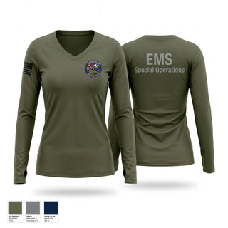 Womens Long Sleeve Vneck Shirt, Jessamine County EMS Special Operations, EMS/EMT, Teamtime, Team time, sublimation, custom sports apparel, team uniforms, spirit wear, spiritwear, sports uniforms, custom shirts, team store, custom team store, fundraiser sports, apparel fundraiser