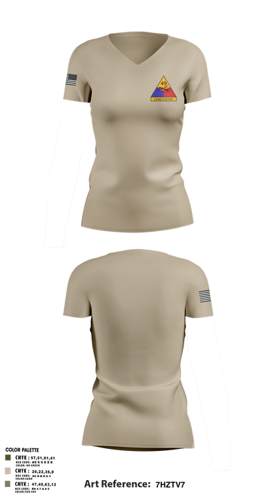49th Armored 63475164 Women's Short Sleeve V-neck Shirt - 2
