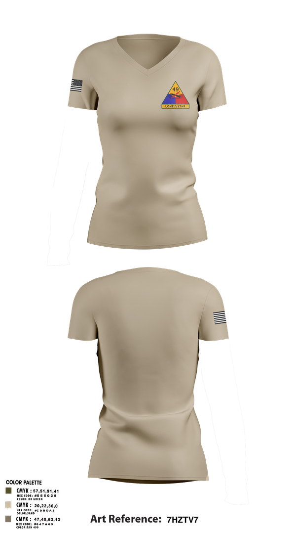 Womens Short Sleeve Vneck Shirt, 49th Armored, , Teamtime, Team time, sublimation, custom sports apparel, team uniforms, spirit wear, spiritwear, sports uniforms, custom shirts, team store, custom team store, fundraiser sports, apparel fundraiser