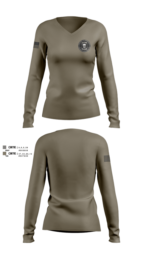 Womens Long Sleeve Vneck Shirt, Dco 1/37 AR, Army, Teamtime, Team time, sublimation, custom sports apparel, team uniforms, spirit wear, spiritwear, sports uniforms, custom shirts, team store, custom team store, fundraiser sports, apparel fundraiser