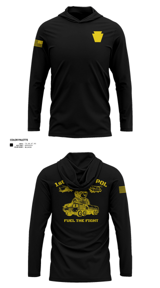 Long Sleeve Performance Shirt with hood, Echo Company 2-104th GSAB, National Guard, Teamtime, Team time, sublimation, custom sports apparel, team uniforms, spirit wear, spiritwear, sports uniforms, custom shirts, team store, custom team store, fundraiser sports, apparel fundraiser
