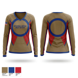 Womens Long Sleeve Vneck Shirt, Operational Support Airlift Activity, National Guard, Teamtime, Team time, sublimation, custom sports apparel, team uniforms, spirit wear, spiritwear, sports uniforms, custom shirts, team store, custom team store, fundraiser sports, apparel fundraiser