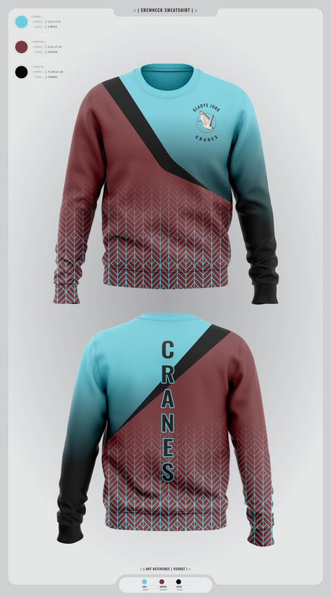 Crew Neck Sweatshirt, Cranes, Spirit Store, Teamtime, Team time, sublimation, custom sports apparel, team uniforms, spirit wear, spiritwear, sports uniforms, custom shirts, team store, custom team store, fundraiser sports, apparel fundraiser