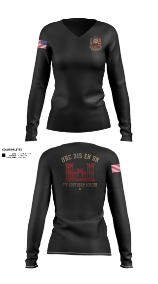 Womens Long Sleeve Vneck Shirt, 315, Army, Teamtime, Team time, sublimation, custom sports apparel, team uniforms, spirit wear, spiritwear, sports uniforms, custom shirts, team store, custom team store, fundraiser sports, apparel fundraiser
