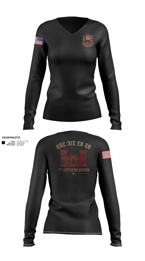 Womens Long Sleeve Vneck Shirt, 315, Army, Teamtime, Team time, sublimation, custom sports apparel, team uniforms, spirit wear, spiritwear, sports uniforms, custom shirts, team store, custom team store, fundraiser sports, apparel fundraiser