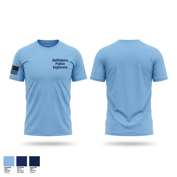 Short Sleeve Performance Shirt, Goldsboro Police Explorers, Police, Teamtime, Team time, sublimation, custom sports apparel, team uniforms, spirit wear, spiritwear, sports uniforms, custom shirts, team store, custom team store, fundraiser sports, apparel fundraiser