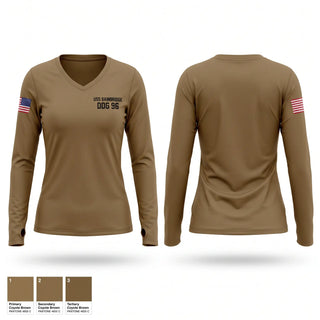 Womens Long Sleeve Vneck Shirt, USS BAINBRIDGE DDG 96, Navy, Teamtime, Team time, sublimation, custom sports apparel, team uniforms, spirit wear, spiritwear, sports uniforms, custom shirts, team store, custom team store, fundraiser sports, apparel fundraiser