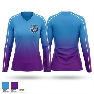 Womens Long Sleeve Vneck Shirt, Surry County Wildcats, Men's Basketball, Teamtime, Team time, sublimation, custom sports apparel, team uniforms, spirit wear, spiritwear, sports uniforms, custom shirts, team store, custom team store, fundraiser sports, apparel fundraiser