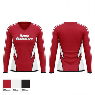 Womens Long Sleeve Vneck Shirt, Roma Gladiators, Baseball, Teamtime, Team time, sublimation, custom sports apparel, team uniforms, spirit wear, spiritwear, sports uniforms, custom shirts, team store, custom team store, fundraiser sports, apparel fundraiser