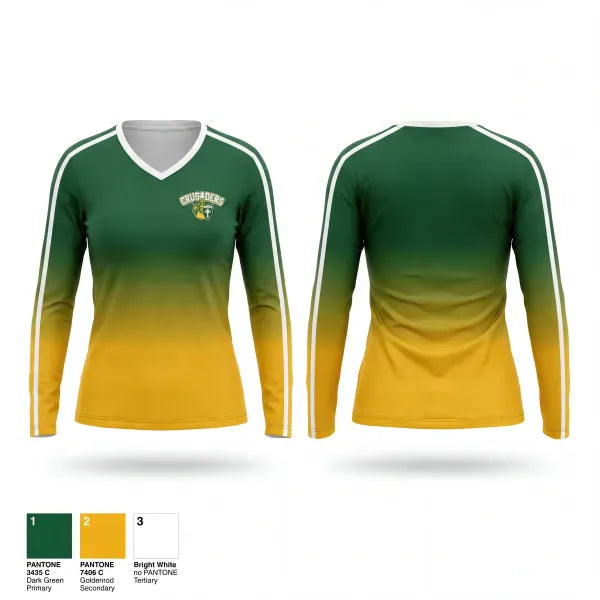 Womens Long Sleeve Vneck Shirt, Saint Columba Crusaders, Softball, Teamtime, Team time, sublimation, custom sports apparel, team uniforms, spirit wear, spiritwear, sports uniforms, custom shirts, team store, custom team store, fundraiser sports, apparel fundraiser