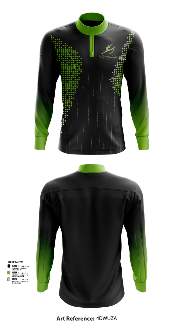 Quarter Zip Jacket, Momentum Gymnastics, Spirit Store, Teamtime, Team time, sublimation, custom sports apparel, team uniforms, spirit wear, spiritwear, sports uniforms, custom shirts, team store, custom team store, fundraiser sports, apparel fundraiser