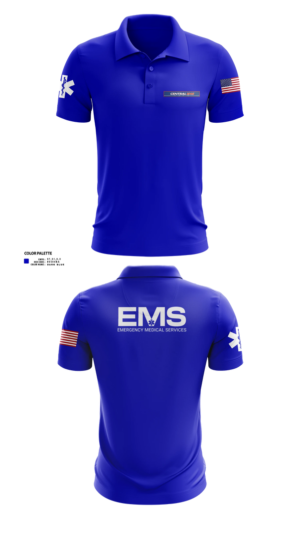 Short Sleeve Performance Polo, Central EMS, EMS/EMT, Teamtime, Team time, sublimation, custom sports apparel, team uniforms, spirit wear, spiritwear, sports uniforms, custom shirts, team store, custom team store, fundraiser sports, apparel fundraiser