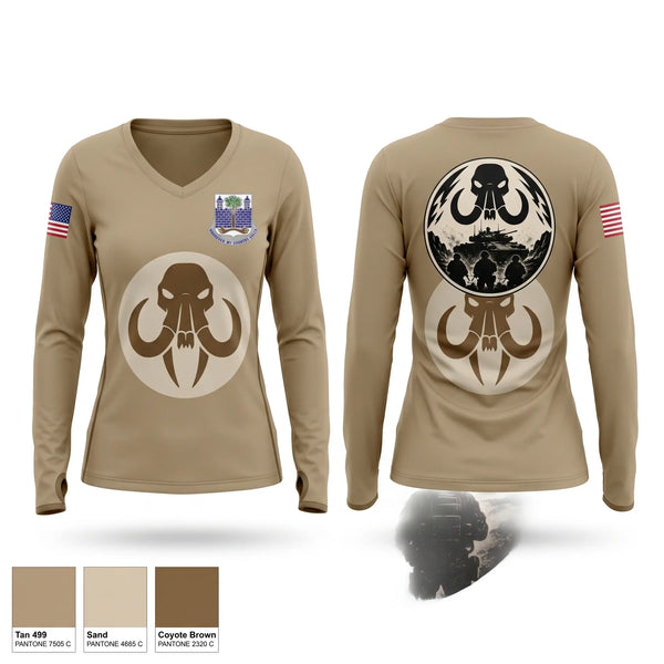 Womens Long Sleeve Vneck Shirt, C-Co 4-118th IN, National Guard, Teamtime, Team time, sublimation, custom sports apparel, team uniforms, spirit wear, spiritwear, sports uniforms, custom shirts, team store, custom team store, fundraiser sports, apparel fundraiser