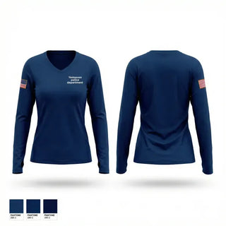 Womens Long Sleeve Vneck Shirt, Yemassee police department, Police, Teamtime, Team time, sublimation, custom sports apparel, team uniforms, spirit wear, spiritwear, sports uniforms, custom shirts, team store, custom team store, fundraiser sports, apparel fundraiser