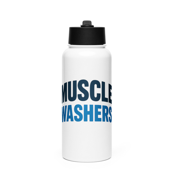 Muscle Washers 11384902 Stainless Steel Water Bottle with a Straw Lid