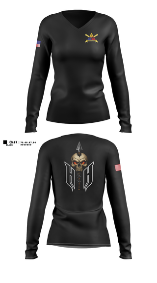 Womens Long Sleeve Vneck Shirt, 1AD DIVARTY HHB, Army, Teamtime, Team time, sublimation, custom sports apparel, team uniforms, spirit wear, spiritwear, sports uniforms, custom shirts, team store, custom team store, fundraiser sports, apparel fundraiser