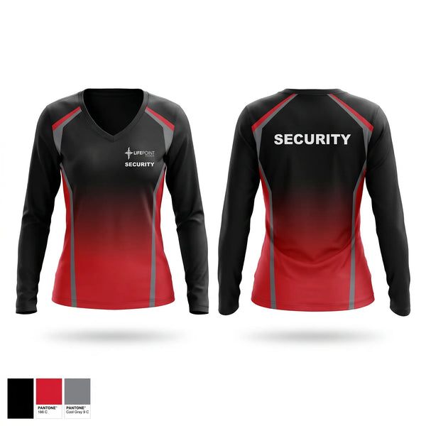 Womens Long Sleeve Vneck Shirt, Lifepoint Church, , Teamtime, Team time, sublimation, custom sports apparel, team uniforms, spirit wear, spiritwear, sports uniforms, custom shirts, team store, custom team store, fundraiser sports, apparel fundraiser