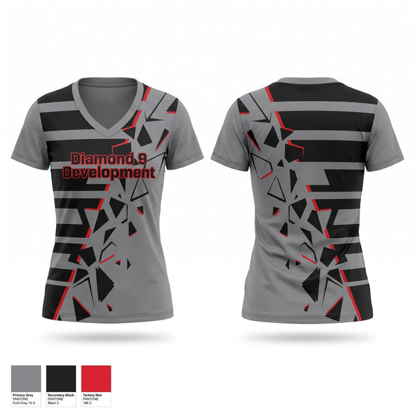 Womens Short Sleeve Vneck Shirt, Diamond 9 Development, Baseball, Teamtime, Team time, sublimation, custom sports apparel, team uniforms, spirit wear, spiritwear, sports uniforms, custom shirts, team store, custom team store, fundraiser sports, apparel fundraiser