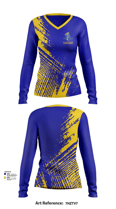 Mt Juliet Christian Academy Baseball 68115192 Women's Long Sleeve V-neck Shirt - 105