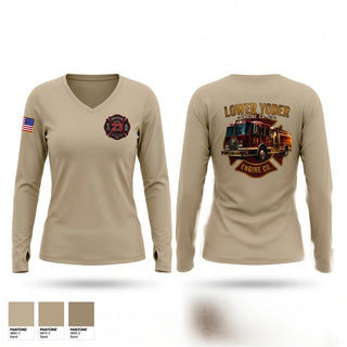 Womens Long Sleeve Vneck Shirt, Lower Yoder fire, Fire Department, Teamtime, Team time, sublimation, custom sports apparel, team uniforms, spirit wear, spiritwear, sports uniforms, custom shirts, team store, custom team store, fundraiser sports, apparel fundraiser